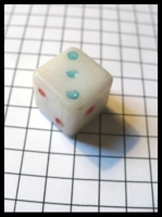 Dice : Dice - 6D - White Frosty With Teal and Coral Pips